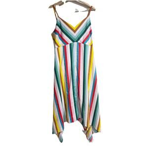 Johnston Murphy Women 16 Multistriped Maxi Dress Rainbow Color Asymmetrical